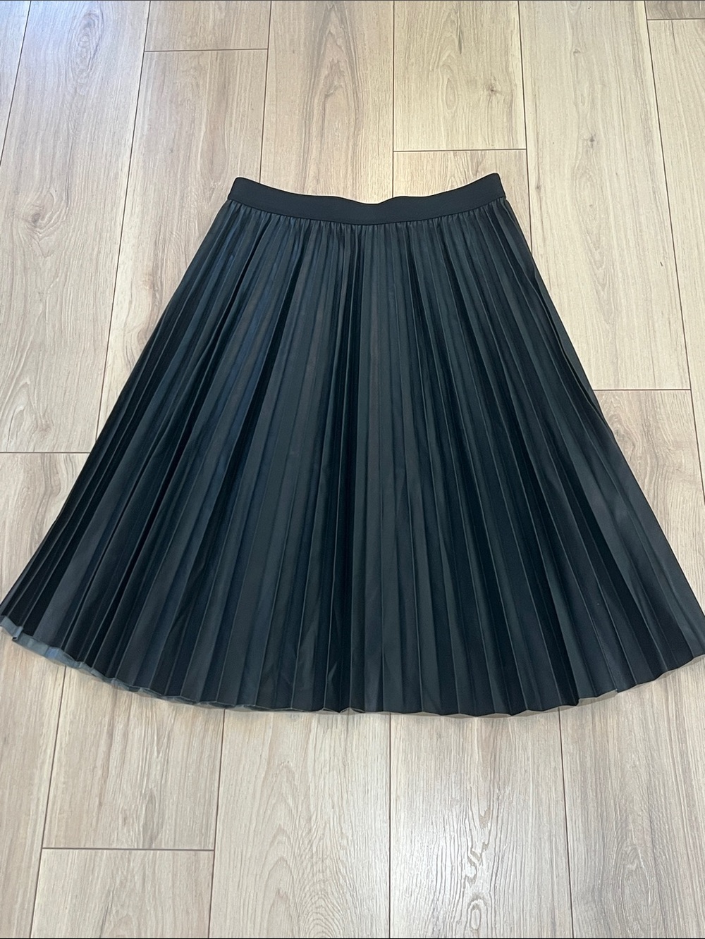 Calvin Klein Black Accordion Pleated Midi Skirt